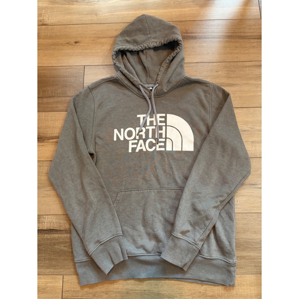 The North Face Mens Half Dome Pullover Hoodie Gray White Logo Size M
